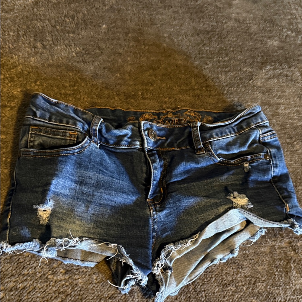 Wax Jean Blue Distressed Jean Shorts